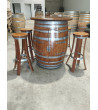 Bar en chêne de 400 L avec 2 plateaux tournants et 4 tabourets